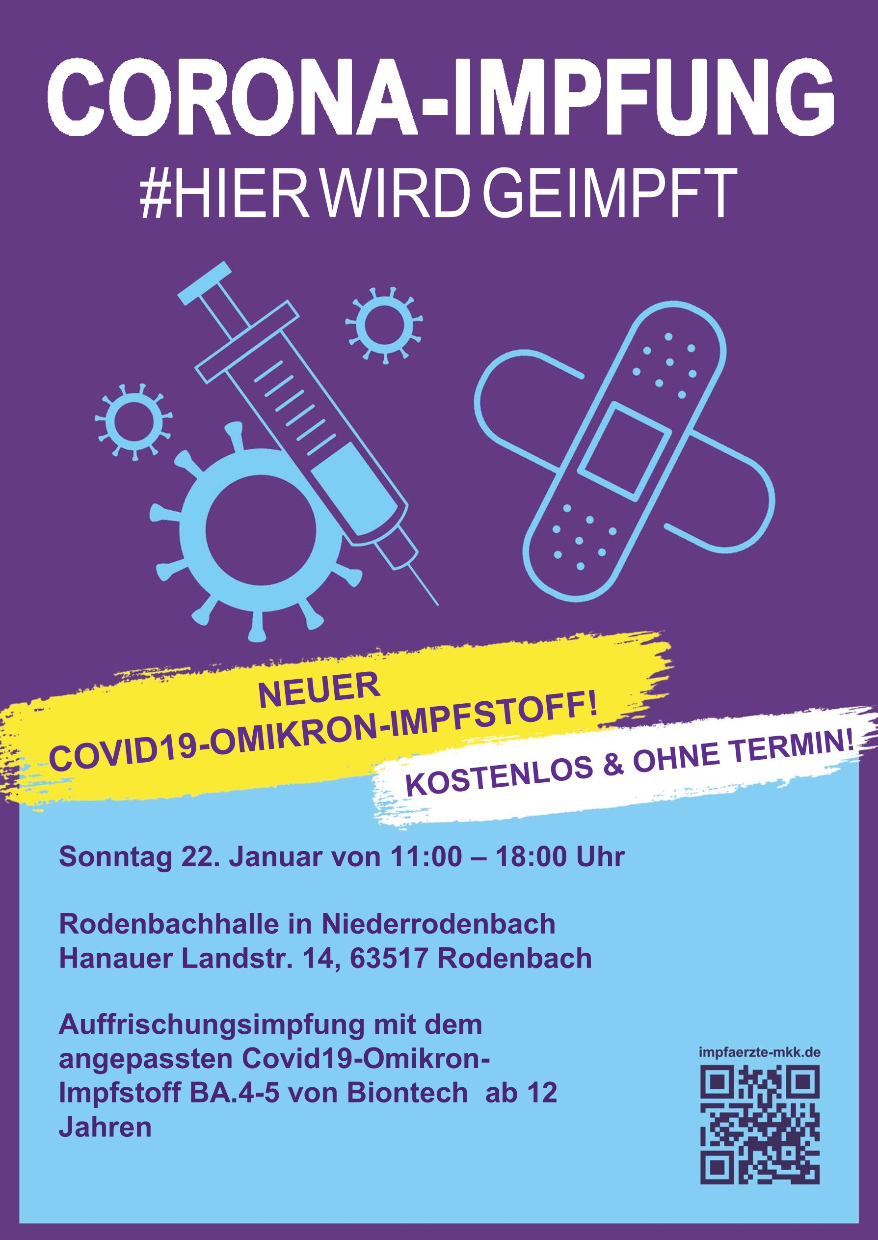 Impfplakat Rodenbachhalle Januar 2023